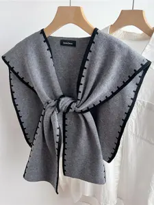 Women's Minimalist Solid Color Shawl Collar, Casual Versatile Shawl for Daily Wear, Fashion Accessories for Women & Girls