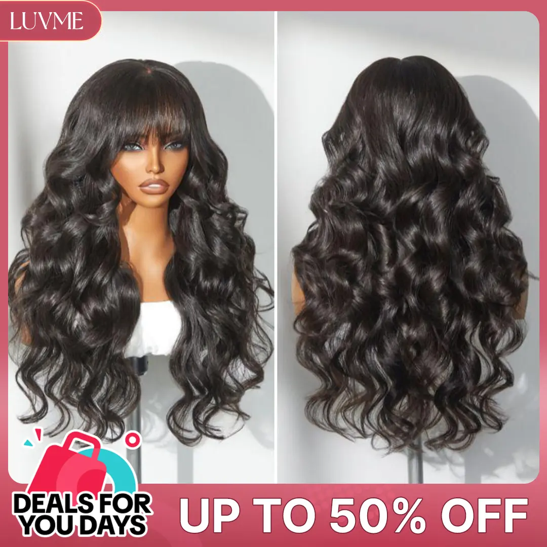 LUVME All-Day Comfort™ Loose Body Wave Glueless Wig with Bangs 7x6 Closure Pre-Cut HD Lace 100% Human Hair #DealsForYouDays LUVME All-Day Comfort™ Loose Body Wave Glueless Wig with Bangs 7x6 Closure Pre-Cut HD Lace 100% Human Hair #DealsForYouDays