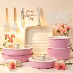 [Spring & Easter]Kikcoin Ceramic Pro Non-Stick complete pots and pans set 22pcs Non-Toxic PFOAFree,Dutch oven,Cookware Set with Lids Detachable Handle,RV cook,Multifunctional,Healthy,milk pan,Roast Chicken Outdoor,,Easy Care,Kitchen,Mother’s Day gift