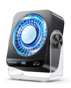 KIMMOO Desk Cooling Fan for Bedroom, 199 Speed Turbo Airflow, Digital Display Quiet Table Fan, 270° Rotatable Small Rechargeable Desktop Fan for Home Office