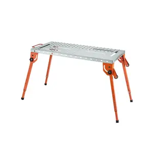Summervibes VEVOR Foldable Welding Table 44x 21, 500LBS Capacity Welding Workbench with 4-Level Adjustable Height, Carbon Steel Work Bench with 6 Tool Slots 0.63 Fixture Holes for Welding Assembly Repair