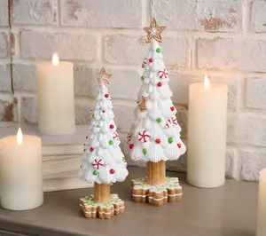 S/2 Iced Gingerbread & Peppermint Candy Trees by Valerie