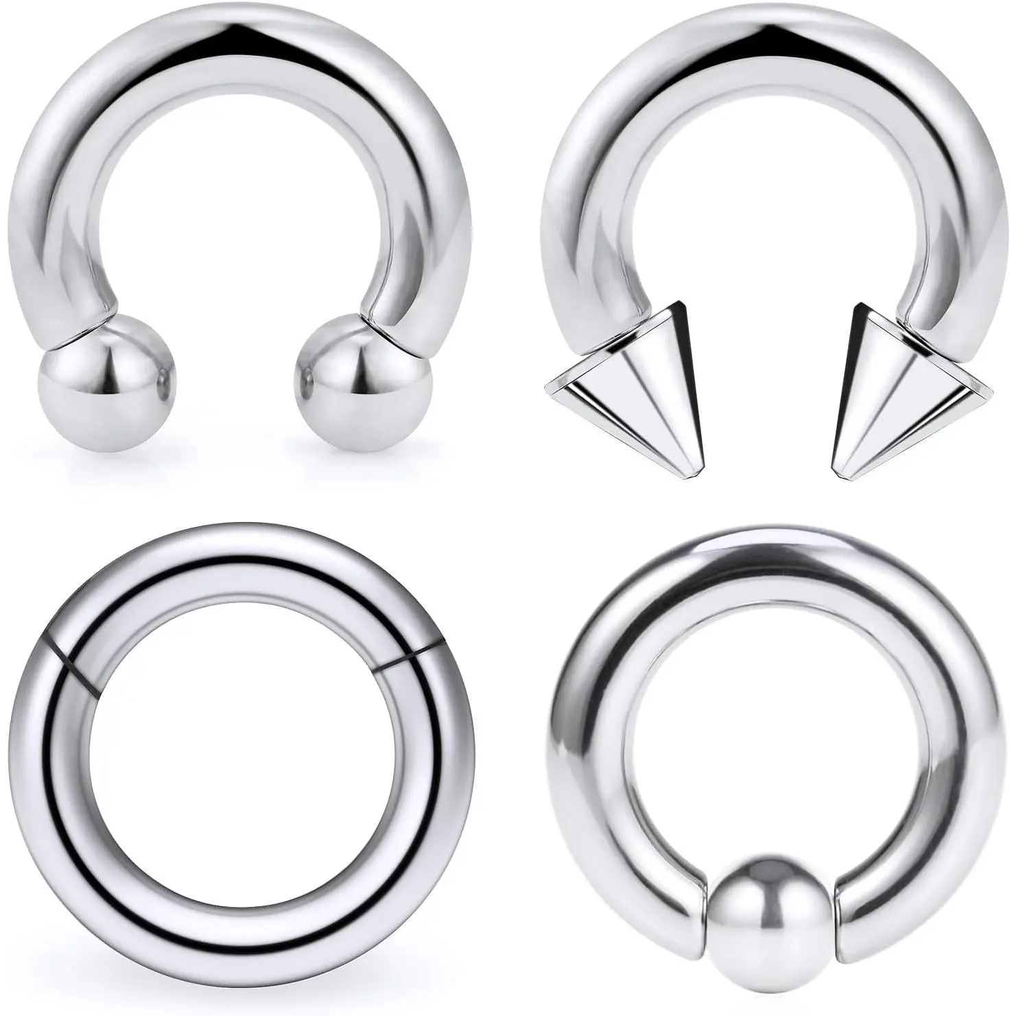 12G 10G 8G 6G 4G 2G Large Septum Ring Ear Gauges Earrings Hoops Hypoallergenic 316L Surgical Steel Septum Nose Rings PA Ring Piercing Jewelry for Women Men Inner Diameter 12mm 14mm 16mm