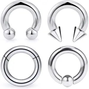 12G 10G 8G 6G 4G 2G Large Septum Ring Ear Gauges Earrings Hoops Hypoallergenic 316L Surgical Steel Septum Nose Rings PA Ring Piercing Jewelry for Women Men Inner Diameter 12mm 14mm 16mm