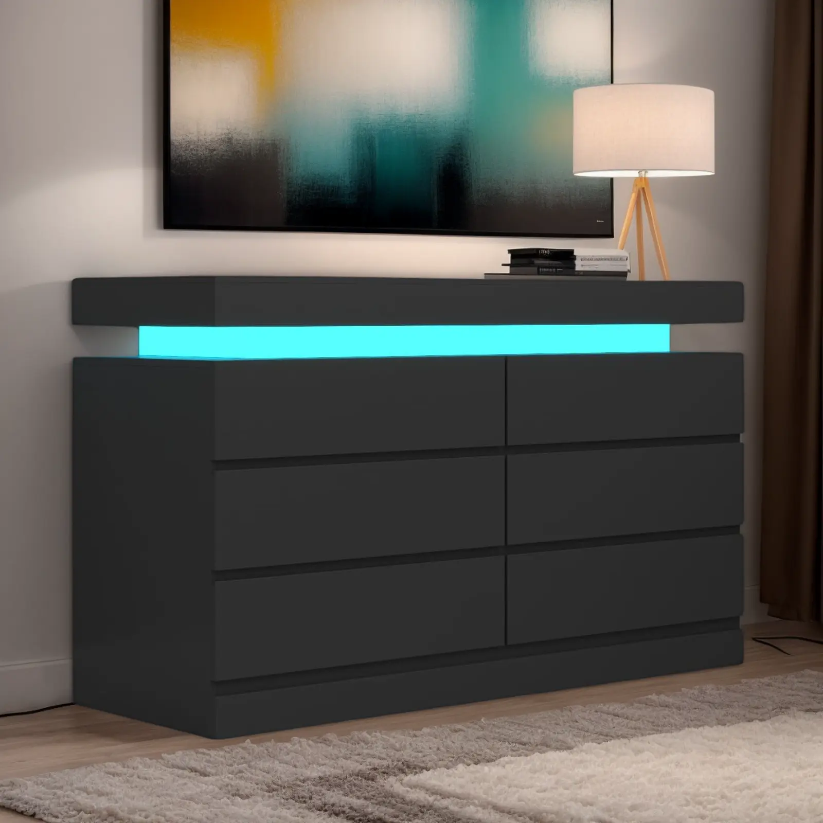 Loomie Black / White Dresser for Bedroom with 6 & 9 Drawers, Dresser Storage Cabinet with Power Outlet and LED Light, Modern Chest of Drawers for Closet, Drawer Organizer Cabinet for Living Room, Entryway cicada drawer viral dresser nursery dresser