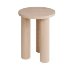 Niort Rune 16" Round Side Table | Natural Solid Mango Wood & Rolled Leg Base
