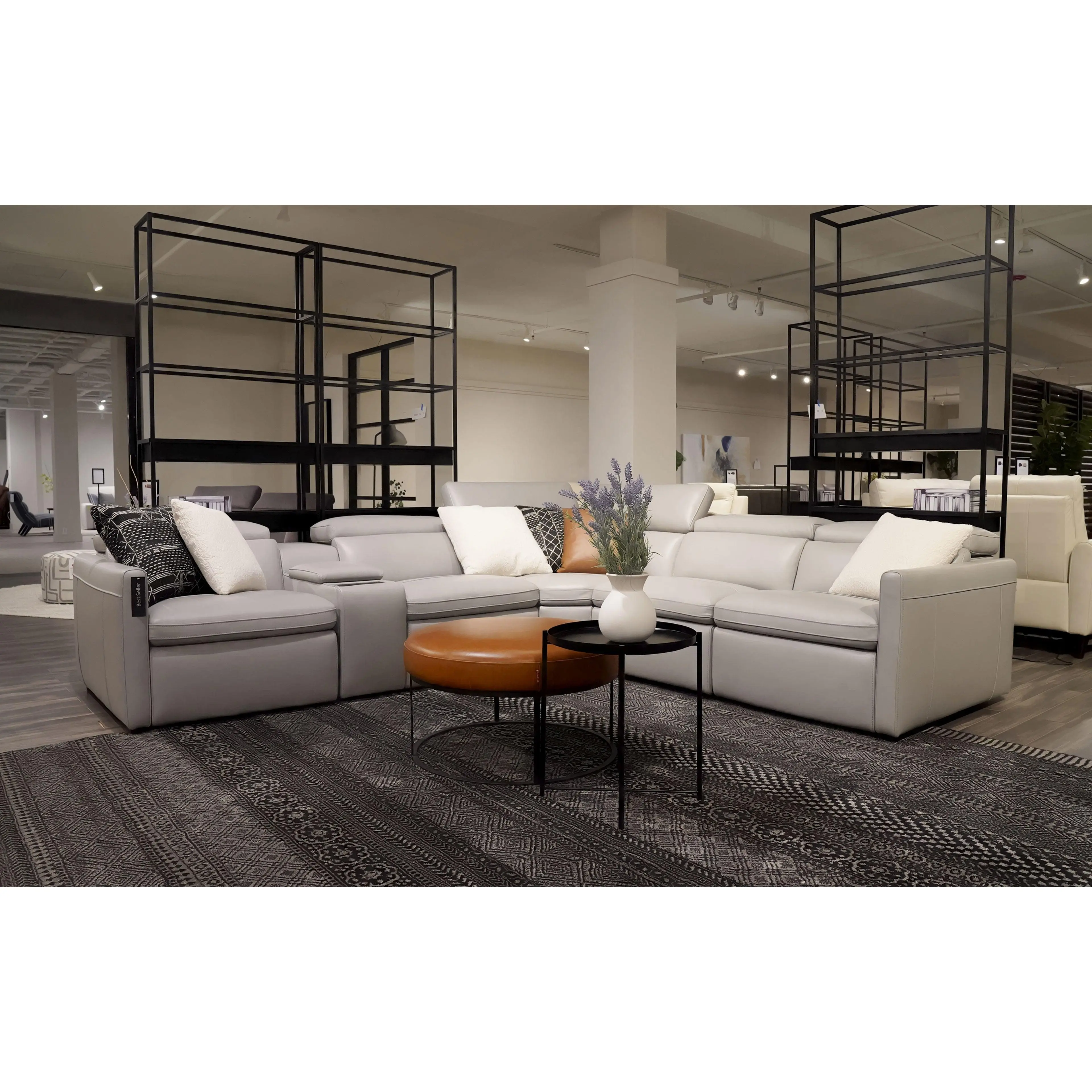 Maison Leather Recliner Sectional Sofa With Console Maison Leather Recliner Sectional Sofa With Console