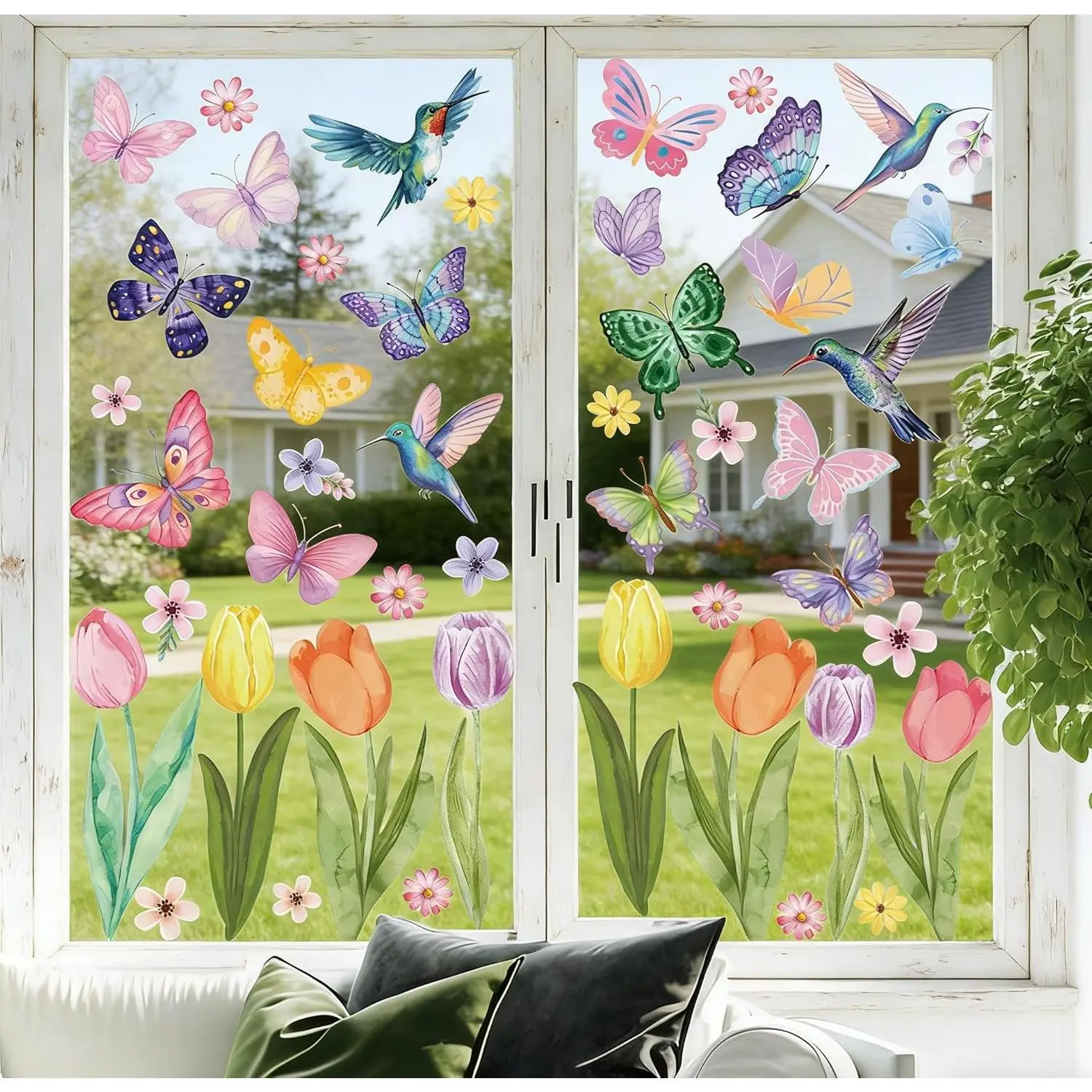 83 count Spring Window Clings for Glass Windows Easter Window Decorations  Butterfly  Double-Side Static  for  Office Cafe Shopping Mall Hotel School