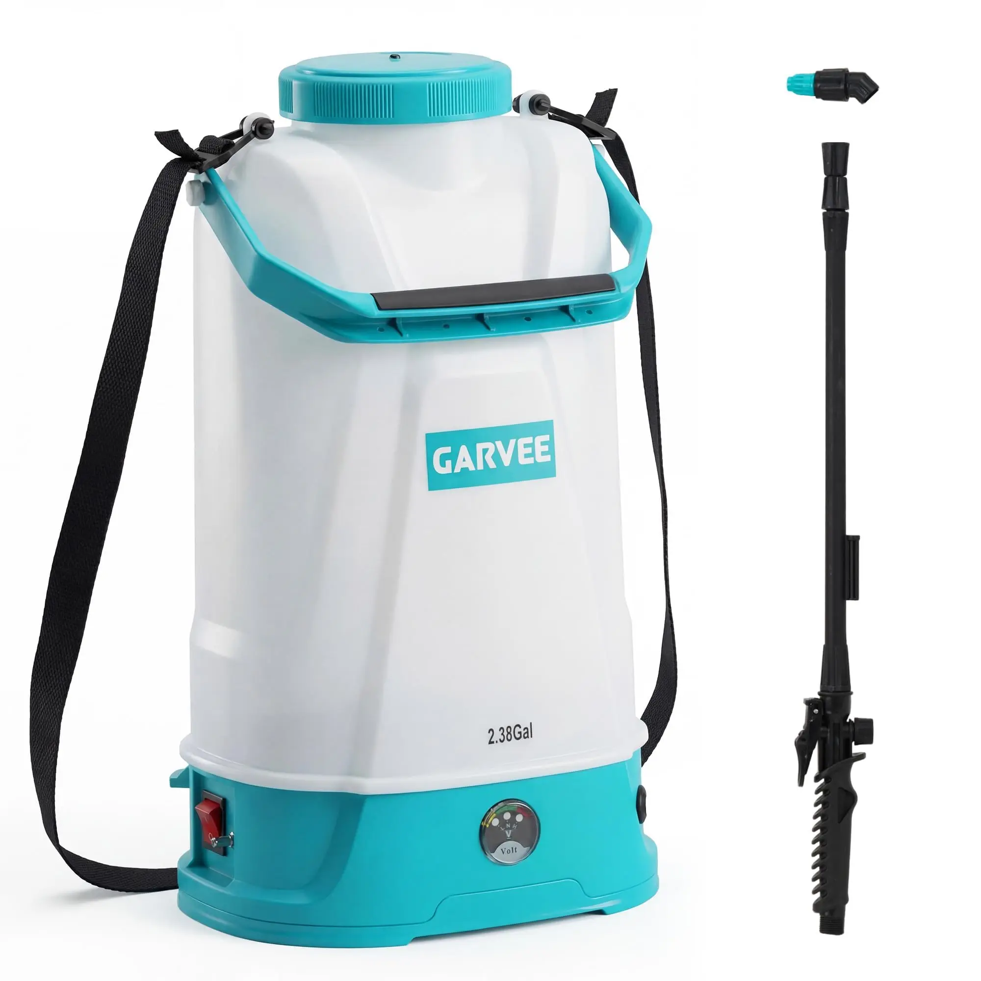 Garvee Cordless Battery Powered Sprayer with Wheeled Cart-1.32 Gallon, 18V 4Ah Electric Garden Sprayer, 6 Spray Nozzles & 2 Spray Wands, 80PSI Adjustable Pressure, Trigger Lock, 4-6 Hours Long Runtime