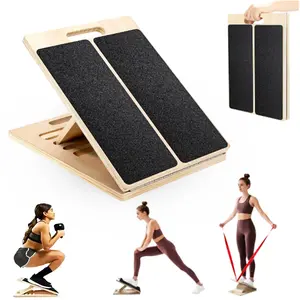 Slant Board for Calf Stretching, Adjustable Portable Wooden Incline Board for Calf Stretcher with Training Poster, 450 Lbs Weight Capacity Calf Stretch Wedge for Leg, Knees, Heel, Ankle & Stretching Calf Board