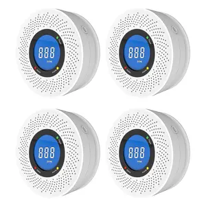 4-packs Carbon Monoxide Alarm with Digital Display, Loud Warning CO Detector, Battery Operated Portable Safety Device for Home and indoor use