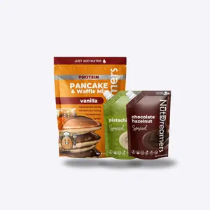 Morning Favorites Bundle | Protein Vanilla Pancake Mix 16 oz + Chocolate Hazelnut + Pistachio Nut Spreads 10 oz Each - Healthy Breakfast Starter Kit for Baking & Bake, No Sugar Added, Fiber Rich