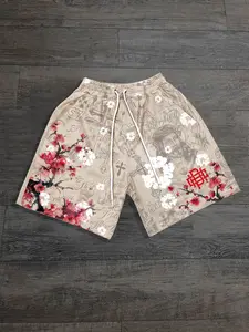 Cross Jesus Print Floral Loose Unisex Shorts for Men and Women in Multiple Colors, Christian Full Print Summer Shorts New 2026 Beachwear Men's European & American Streetwear Trendy Casual Shorts Jesus
