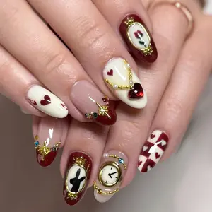 24pcs Short Almond Nail Tips, Handmade Rhinestones, Caramel Star Coffee Spot Design, Detachable Fake Nails, Handmade Press On, Includes Jelly Glue & File