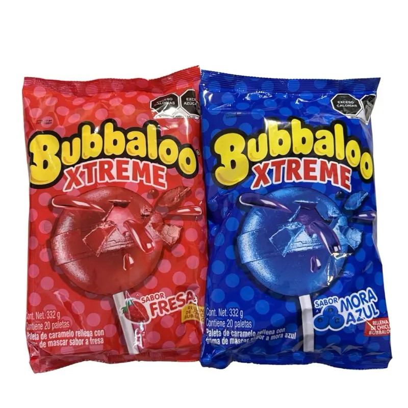 Bubbaloo Xtreme Snack - 332g 20 lollipops Strawberry or Blueberry Flavor Candy