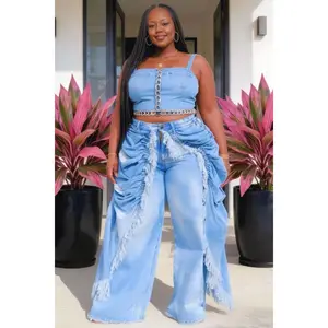 Dramatique Denim Drape Pants