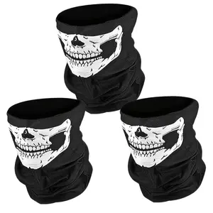3 PCS Skull Pattern Cycling Masks – Breathable, Seamless Headscarf for Outdoor Sports, Men & Women