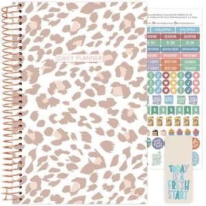 Undated Soft Cover Planner, 5.5" x 8.25", Tan Leopard