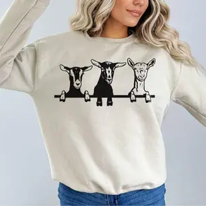 Cute Goats Sweatshirt, Funny Goat Crewneck Sweater, Farm Animal Sweatshirt, Goat Lover Gift, Women Sweatshirt, Gift for Her