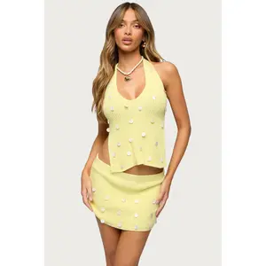 Lylah Backless Charm Knit Halter Top