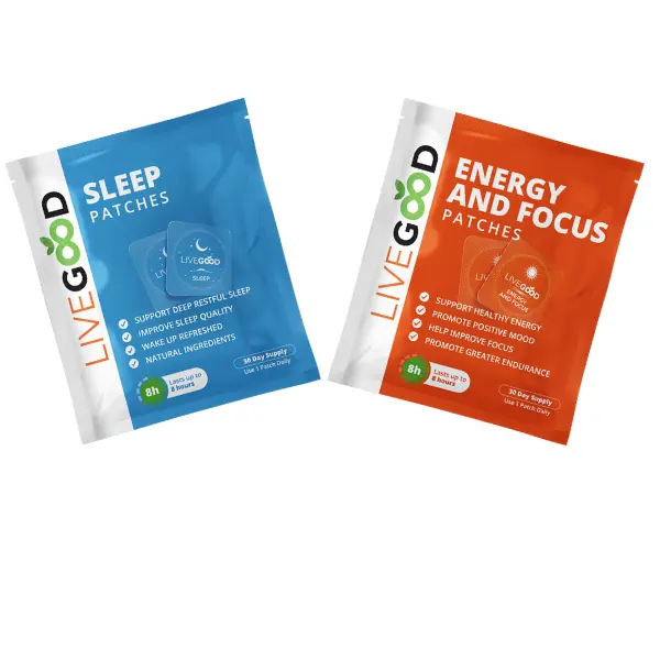LiveGood AM/PM Wellness Heat Patches Duo - Natural Supplements, Vegan Sugar-Free Vitamins, Daytime Energy & Focus Boost, Nighttime Sleep & Relaxation Support