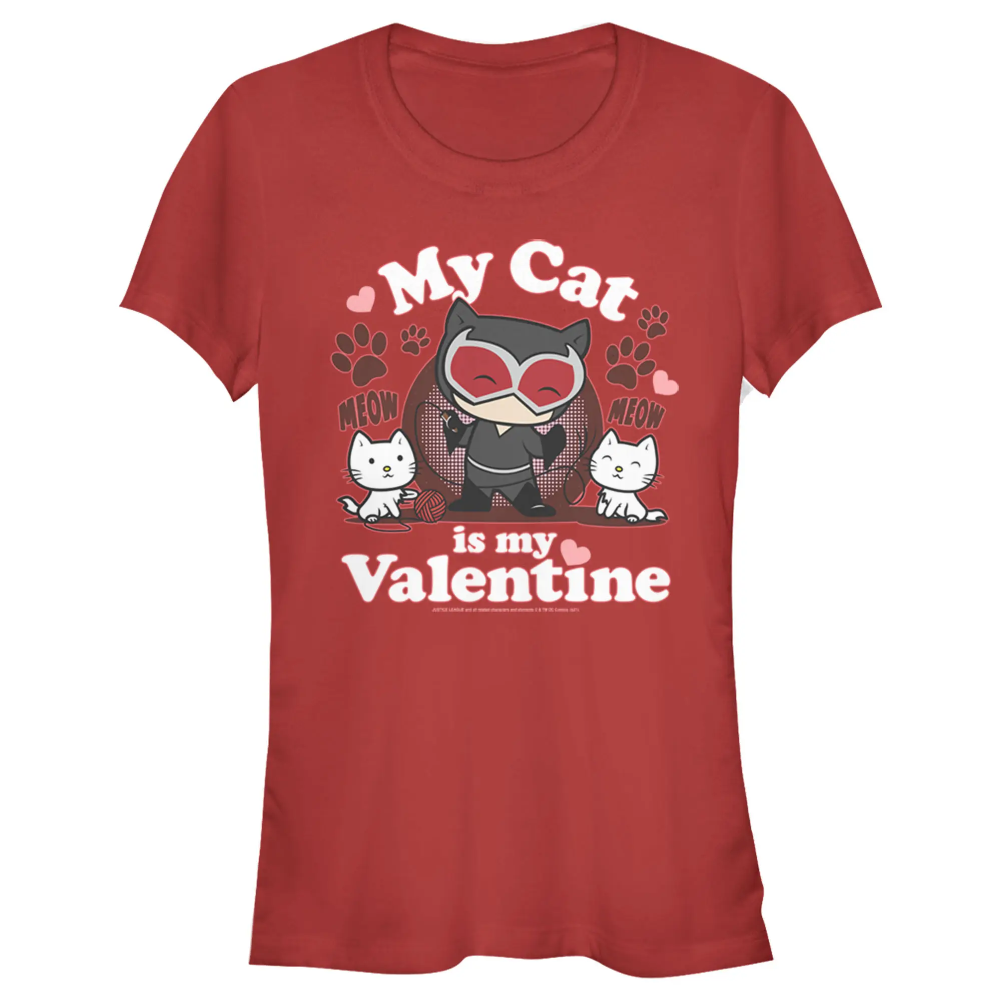 Juniors Womens Batman Catwoman My Cat is My Valentine T-Shirt