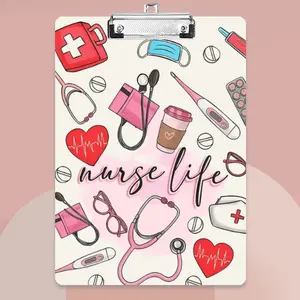 A4 Writing Board with Clip, Clipboard, Nurse Daily Theme, Ideal for Notes, Tables, Files, Drawings, Desktop, Office, Cashier Desk