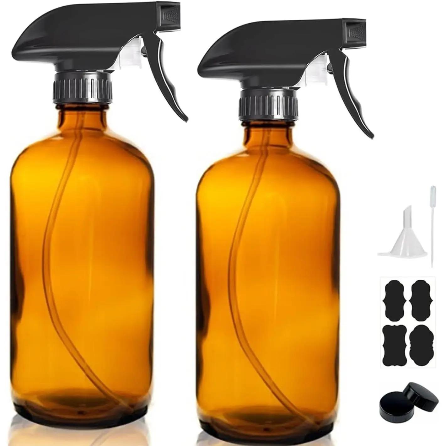 16oz  Glass Spray Bottles,2-Pack Refillable Empty Spray Bottl for Cleaning, Hair Care,  - Adjustable Nozzl