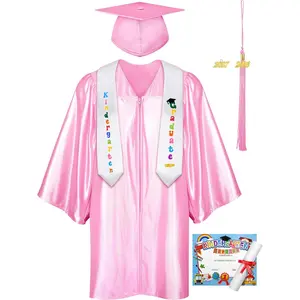 SOMSOC 7 Pack Kids Graduation Cap and Gown Tassel Stole with 2026, 2027 Charms Certificate for Preschool Kindergarten