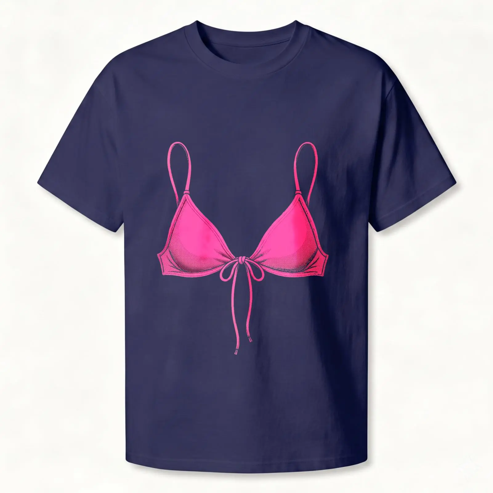 Women's Short-Sleeve Funny Bikini Print Cotton Graphic Top, Casual Summer Beach Wear, Unisex Gift for Friends, Shortsleeve, Tops