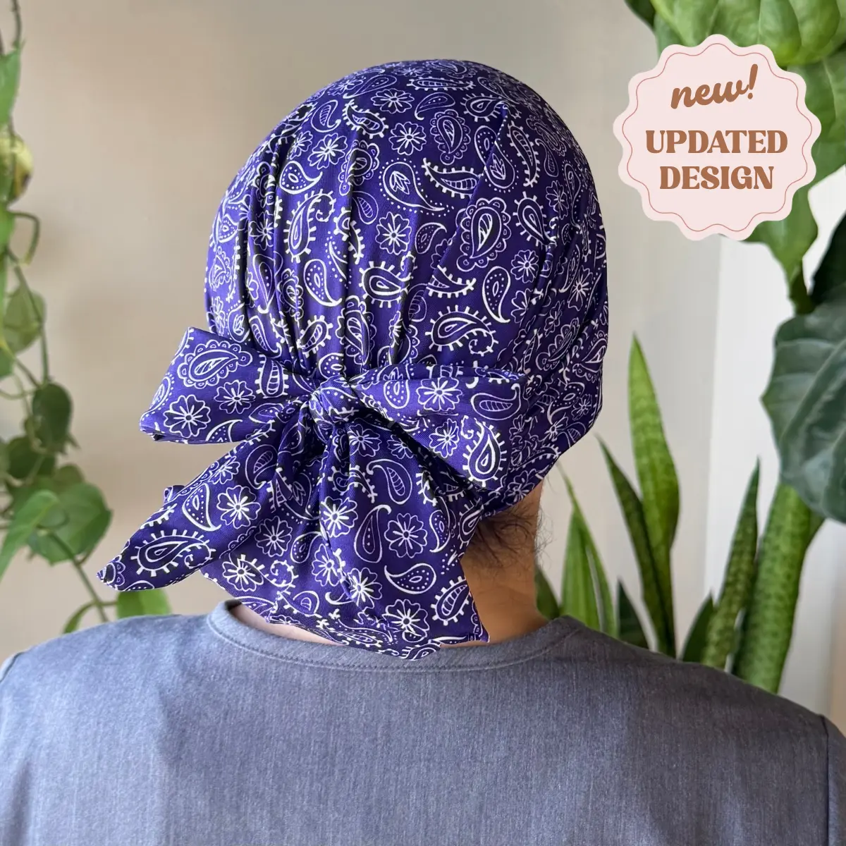 Blue Paisley Modern Scrub Cap