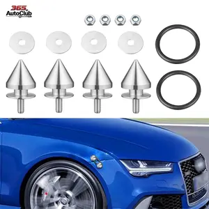 4Pcs Universal Aluminum Bumper Quick Release Fasteners Kit, Anti-Collision Washers for Front & Rear Bumper, Trunk, Fender and Hatch Lids (Silver)