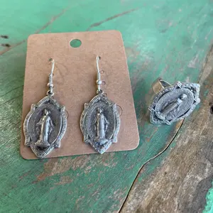 Miraculous Medal Earrings and Ring - Elegant Design with Unique Features, Ideal for Any Occasion