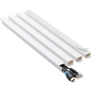 Cord Hider, 58in Cable Hider, Cord Covers for Wires on Wall, Paintable Cable Cover Raceway, Wire Hiders for TV on Wall, Cord Concealer, Cord Cable Management, 4X L14.5 W0.96 H0.58in, White