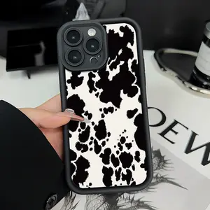 Case for iPhone 16 Pro Max 15 Plus 14 13 12 11 XS XR Fashion Trend Cow Print Pocket-Friendly Shockproof Silicone Protective Softcase