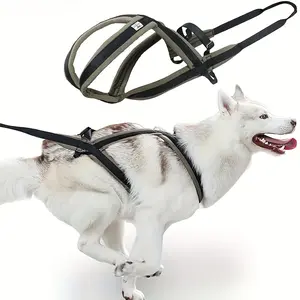 Pet Leash with Chest Harness, Large Dog Anti-Burst Running Sled Pulling Rope Chest and Back Vest Set, Suitable for Jogging Professional Sled Dog Safety Belt