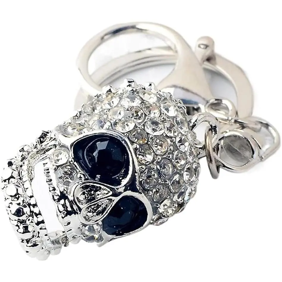 Skull Keychain,Diamond Keychain,Punk Style Rhinestone Key chains,Crystal Skull Keyrings,Car Keychains for Men Women