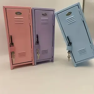 1 compact metal locker with key lock | Purple, pink, light blue mini safe, Anti Theft Safes, Safe Deposit Box, designed for desks, bedrooms and home offices, suitable for storing cash, jewelry, small items, ensuring privacy and security.