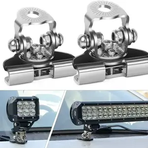 2pcs Car Auto Hood LED Work Light Mount Bracket Holders, A-Pillar Suv Cover Light Mounting Clamp, Universal Fit for Various Vehicles