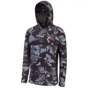BASSDASH UPF 50+ Men’s Fishing Hoodie Shirts with Mask Camo UV Long Sleeve Moisture Wicking FS53M