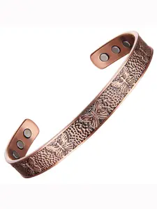 Vintage Butterfly Pattern Copper Magnetic Bracelet, Adjustable Fit Magnetic Cuff Bangle, Fashion Jewelry Accessories for Women & Men, Butterfly Design, Magnetic Closure, Copper Material, Fashion Forward