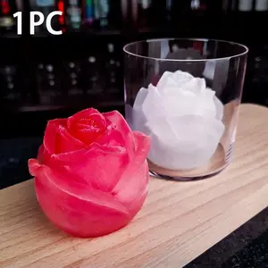 3D Rose Ice Model Silicone Ball Round Ice Grid Mold Flower Shape Silicone Ice Mold Ice Ball Maker Kitchen Bar Drink Cool Tool Kitchenware