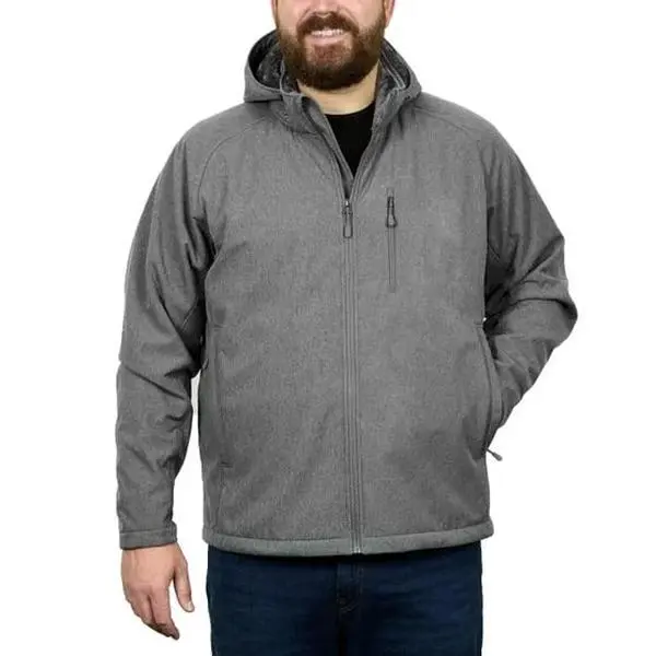KIRKLAND Signature Men’s Softshell Jacket, Fleece Lined, Water Resistant, Heavyweight with Detachable Hood