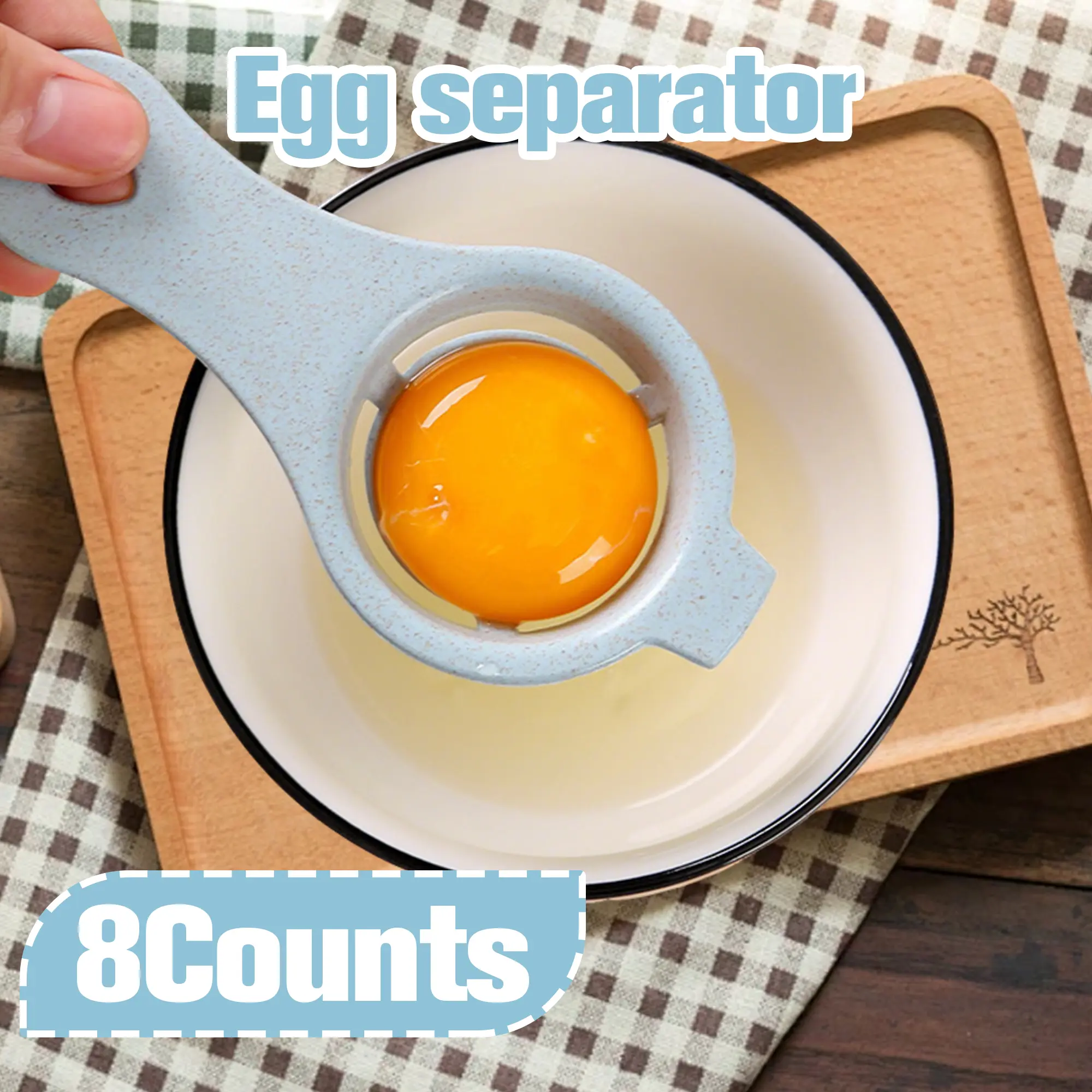 8 Counts Egg Yolk White Separator, Assorted Color Egg Separator with Smooth Surface