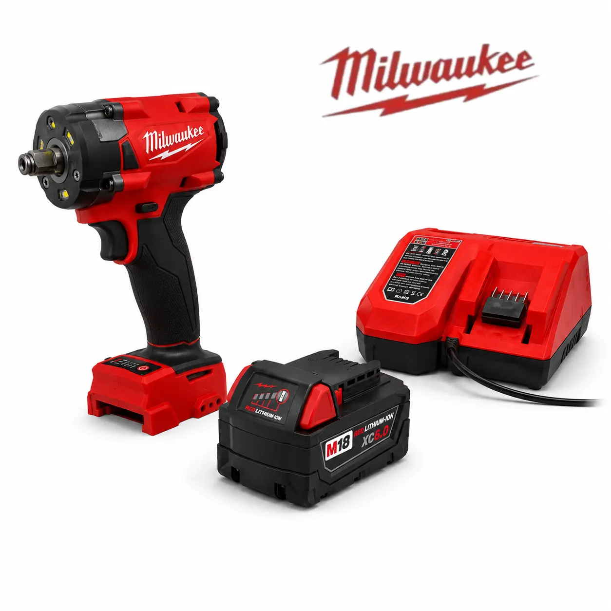 Milwaukee M18 FIW212 300N Compact Cordless Brushless High Torque Impact Wrench Kit - Cordless Brushless Tools, Handheld Mechanic Tools with Rechargeable Ratchet, Hard Storage Case, Socket Adapters, Drive Control for Workshop Bolt Repair