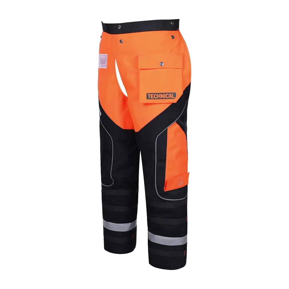 YARDMARIS Anti-Cut Chainsaw Chaps Pants, Technical Version, Orange Black 1050 Denier Fabric, Double-Stitch Reinforcement Workwear Safety Apron for Logging Forest Workers, Pocket, Menswear, Clothes, Adults