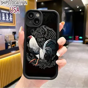 Case for iPhone 16 Pro Max 15 Plus 14 13 12 11 XS XR Cool Creative Rooster Pattern Shockproof Silicone Protective Softcase