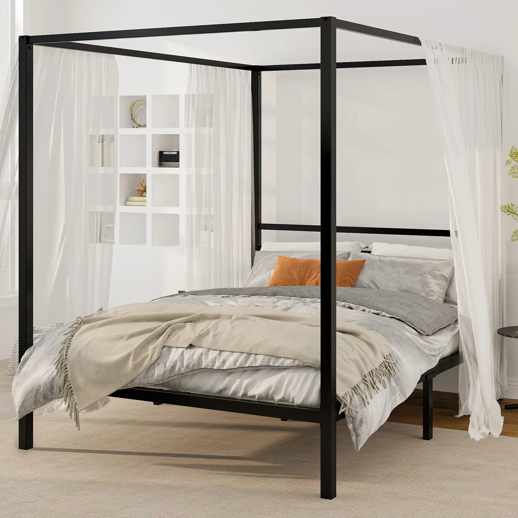 MUTICOR Metal Canopy Bed Frame, Full/Queen, Sturdy and Durable, No Mattress & No Curtains, No Box Spring Needed#TikTokShopDealsforYouDays#DealsforYouDays#Summervibes#Summergarden