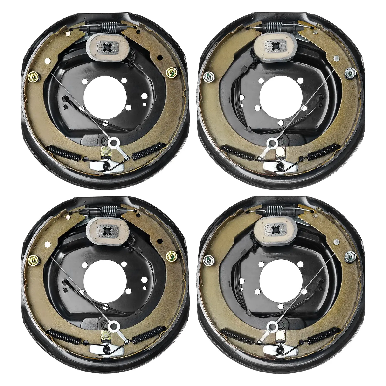 【Summerfinds】VEVOR Electric Trailer Brake Assembly, 12" x 2", 2 Pairs Self-Adjusting Electric Brakes Kit for 7000 lbs Axle, 5-Hole Mounting, Backing Plates for Braking System Part Replacement (2 Right + 2 Left)