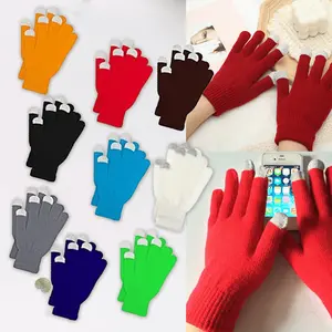 Pack of 9 Winter Knitted Gloves Warm Full Finger Men'S Women'S Upgraded Touch Screen Anti-Slip Gloves Knitted Warm Gloves